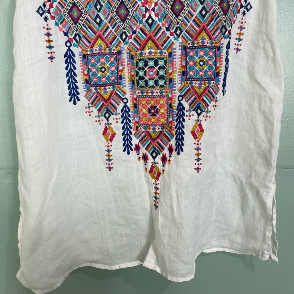 Johnny Was Workshop Shankara White Tank V Neck Embroider Size XS - Picture 4 of 11